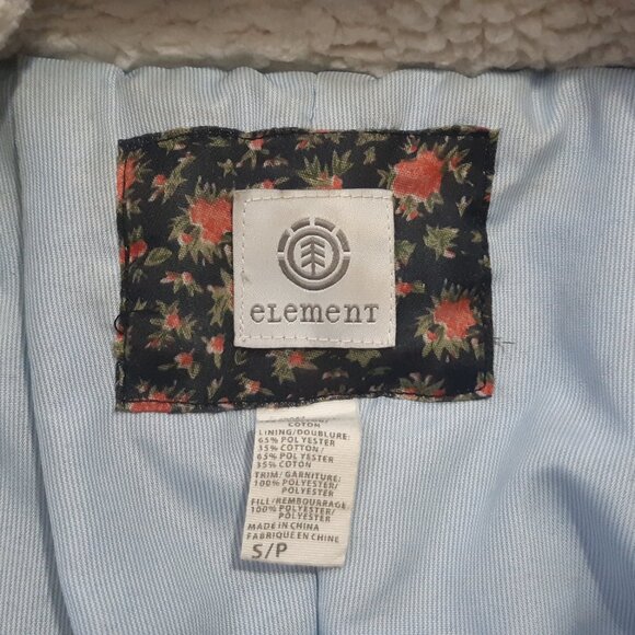 Women's Small Element jacket Olive green army coat Sherpa hood Zipper Cinched - Picture 4 of 9